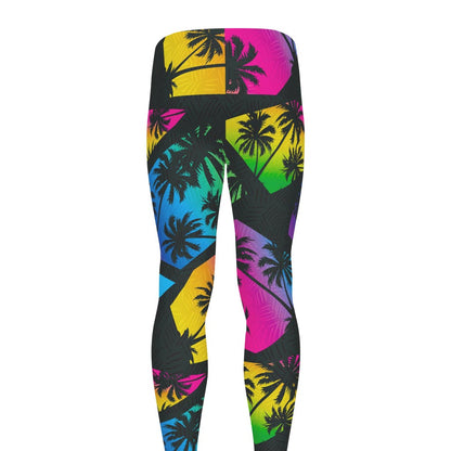 EDM Beach Palm Tree Pattern Print Men's leggings