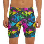 EDM Beach Palm Tree Pattern Print Men's Long Boxer Briefs