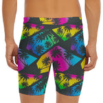 EDM Beach Palm Tree Pattern Print Men's Long Boxer Briefs