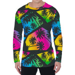 EDM Beach Palm Tree Pattern Print Men's Long Sleeve T-Shirt