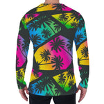 EDM Beach Palm Tree Pattern Print Men's Long Sleeve T-Shirt