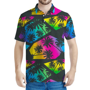 EDM Beach Palm Tree Pattern Print Men's Polo Shirt