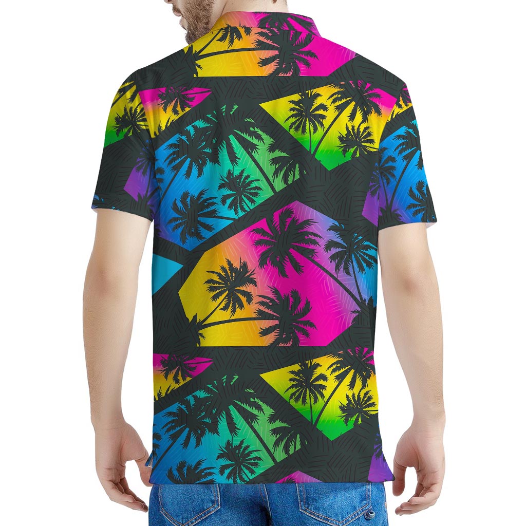 EDM Beach Palm Tree Pattern Print Men's Polo Shirt