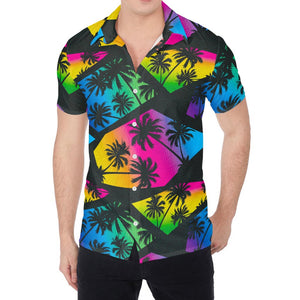 EDM Beach Palm Tree Pattern Print Men's Shirt