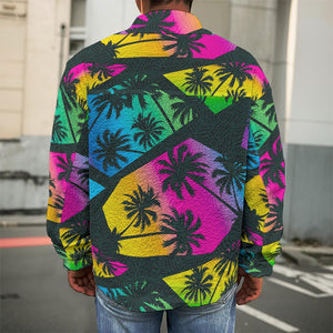 EDM Beach Palm Tree Pattern Print Men's Shirt Jacket