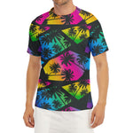 EDM Beach Palm Tree Pattern Print Men's Short Sleeve Rash Guard