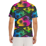 EDM Beach Palm Tree Pattern Print Men's Short Sleeve Rash Guard