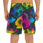 EDM Beach Palm Tree Pattern Print Men's Split Running Shorts