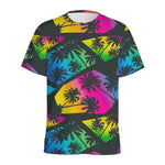 EDM Beach Palm Tree Pattern Print Men's Sports T-Shirt