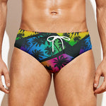 EDM Beach Palm Tree Pattern Print Men's Swim Briefs