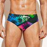 EDM Beach Palm Tree Pattern Print Men's Swim Briefs