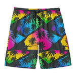 EDM Beach Palm Tree Pattern Print Men's Swim Trunks