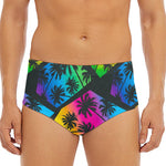 EDM Beach Palm Tree Pattern Print Men's Triangle Swim Briefs