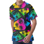 EDM Beach Palm Tree Pattern Print Men's Velvet T-Shirt