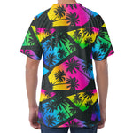 EDM Beach Palm Tree Pattern Print Men's Velvet T-Shirt