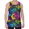 EDM Beach Palm Tree Pattern Print Men's Velvet Tank Top