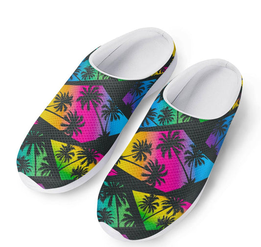 EDM Beach Palm Tree Pattern Print Mesh Casual Shoes