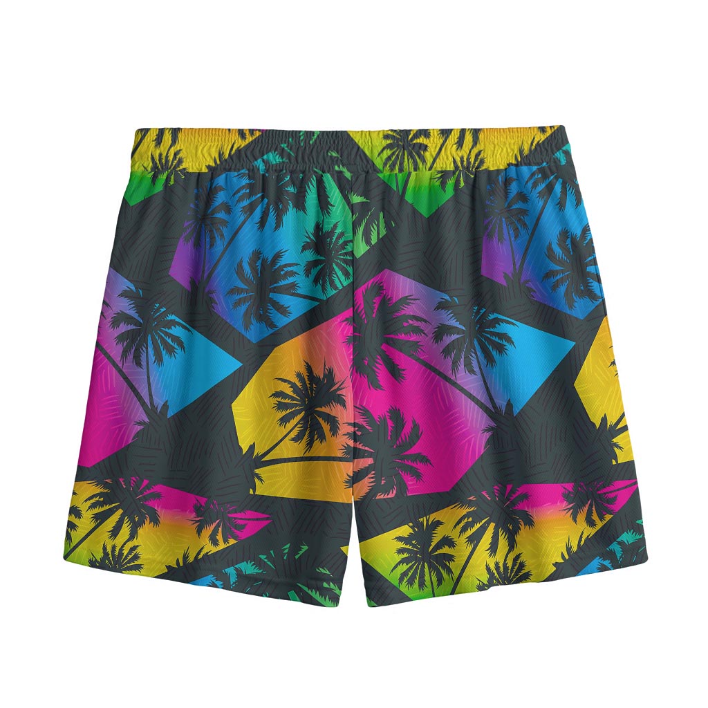 EDM Beach Palm Tree Pattern Print Mesh Shorts