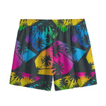 EDM Beach Palm Tree Pattern Print Mesh Shorts