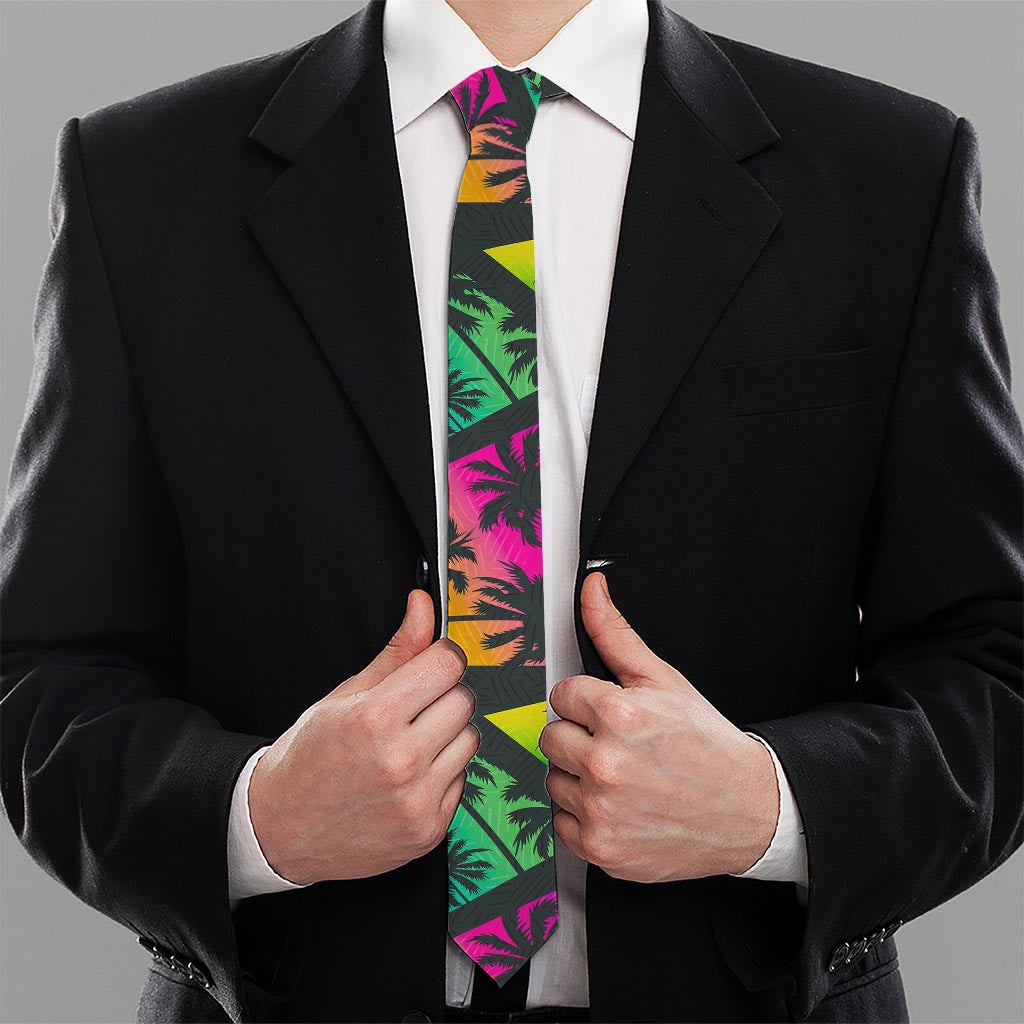 EDM Beach Palm Tree Pattern Print Necktie