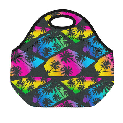 EDM Beach Palm Tree Pattern Print Neoprene Lunch Bag