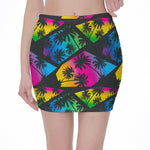 EDM Beach Palm Tree Pattern Print Pencil Mini Skirt