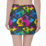 EDM Beach Palm Tree Pattern Print Pencil Mini Skirt