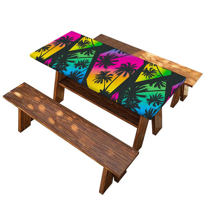 EDM Beach Palm Tree Pattern Print Picnic Table Cover