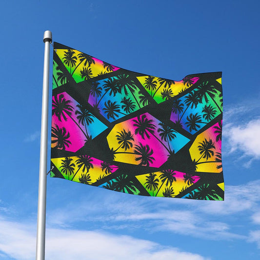 EDM Beach Palm Tree Pattern Print Polyester Flag