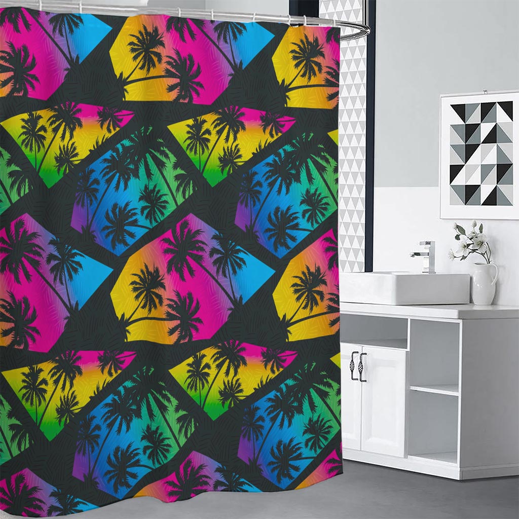 EDM Beach Palm Tree Pattern Print Premium Shower Curtain