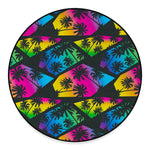 EDM Beach Palm Tree Pattern Print Round Floor Mat