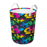 EDM Beach Palm Tree Pattern Print Round Laundry Basket