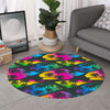 EDM Beach Palm Tree Pattern Print Round Rug