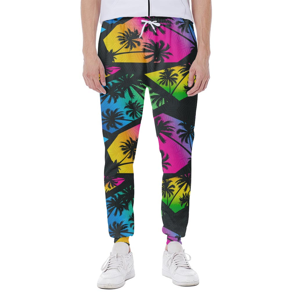 EDM Beach Palm Tree Pattern Print Scuba Joggers