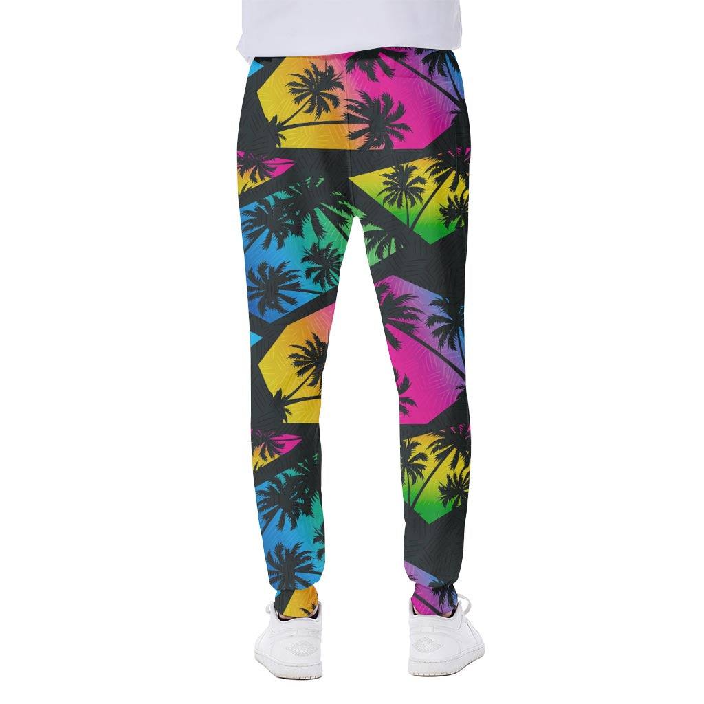 EDM Beach Palm Tree Pattern Print Scuba Joggers