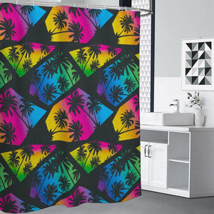 EDM Beach Palm Tree Pattern Print Shower Curtain