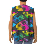 EDM Beach Palm Tree Pattern Print Sleeveless Baseball Jersey