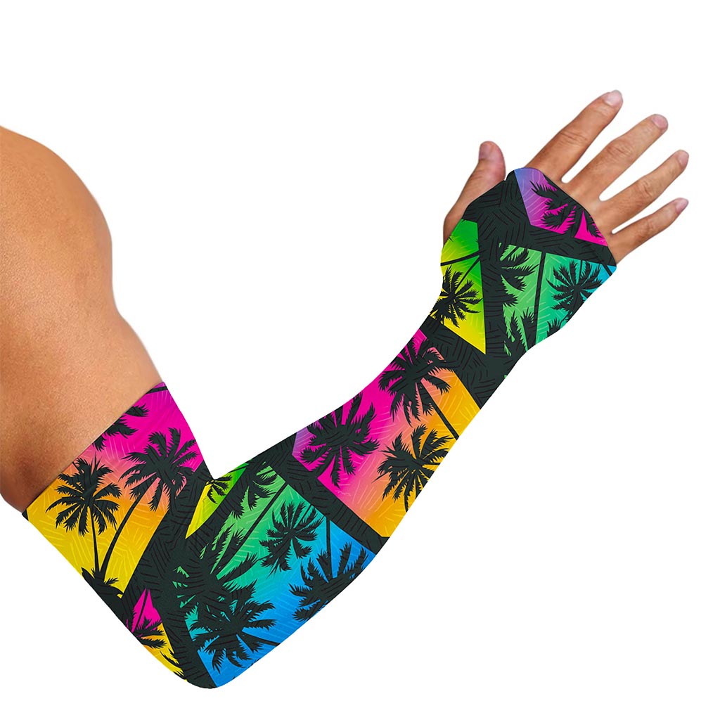 EDM Beach Palm Tree Pattern Print Sun Protection Arm Sleeves
