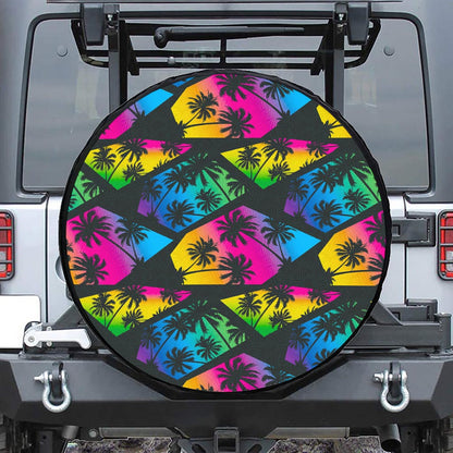 EDM Beach Palm Tree Pattern Print Tire Cover