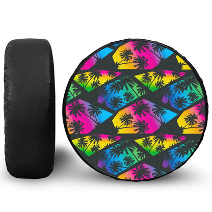EDM Beach Palm Tree Pattern Print Tire Cover