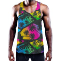 EDM Beach Palm Tree Pattern Print Men's Workout Tank Top