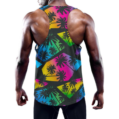 EDM Beach Palm Tree Pattern Print Training Tank Top