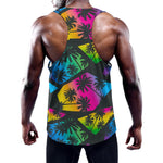 EDM Beach Palm Tree Pattern Print Training Tank Top