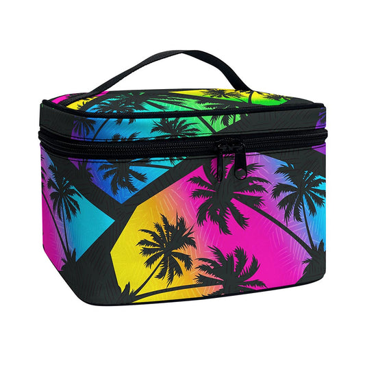 EDM Beach Palm Tree Pattern Print Travel Makeup Bag