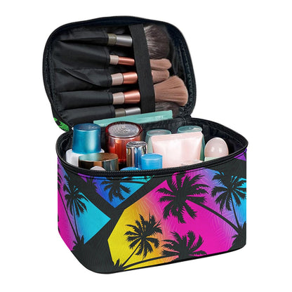 EDM Beach Palm Tree Pattern Print Travel Makeup Bag