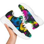 EDM Beach Palm Tree Pattern Print White Chunky Shoes