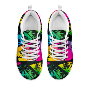 EDM Beach Palm Tree Pattern Print White Running Shoes