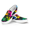 EDM Beach Palm Tree Pattern Print White Slip On Sneakers