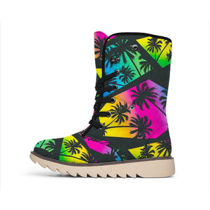 EDM Beach Palm Tree Pattern Print Winter Boots