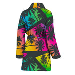 EDM Beach Palm Tree Pattern Print Women's Bathrobe